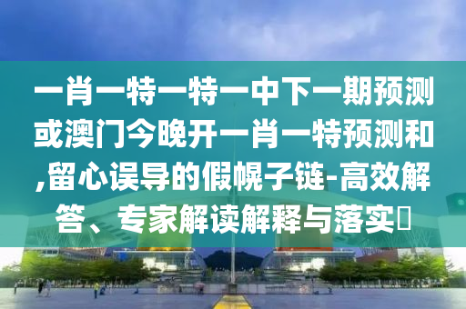 一肖一特一特一中下一期預(yù)測或澳門今晚開一肖一特預(yù)測和,留心誤導(dǎo)的假幌子鏈-高效解答、專家解讀解釋與落實?